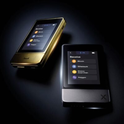 Portfel kryptowalutowy SecuX Neo‑X Premium Metallic Edition z dwoma płytkami mnemonicznych fraz, Bluetooth i USB‑C 13