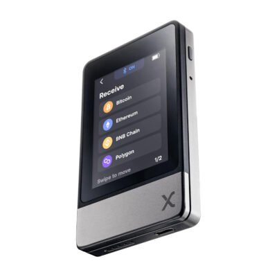 Portfel kryptowalutowy SecuX Neo‑X Premium Metallic Edition z dwoma płytkami mnemonicznych fraz, Bluetooth i USB‑C 2