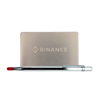 Metal do przechowywania seed phrase Binance Mini Plate, płytka 1 szt. 55×90 mm + rączka do grawerowania