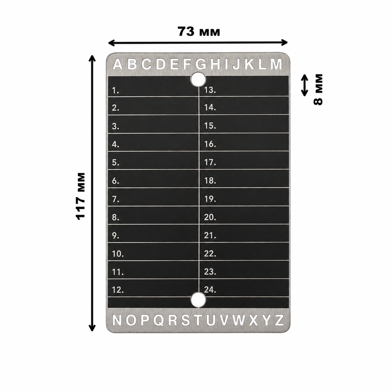 Metalowe płytki Btcwallet Plate do przechowywania seed phrase, 2 szt. + rączka do grawerowania 73×117 mm 4 Metalowe płytki Btcwallet Plate do przechowywania seed phrase, 2 szt. + rączka do grawerowania 73×117 mm 4