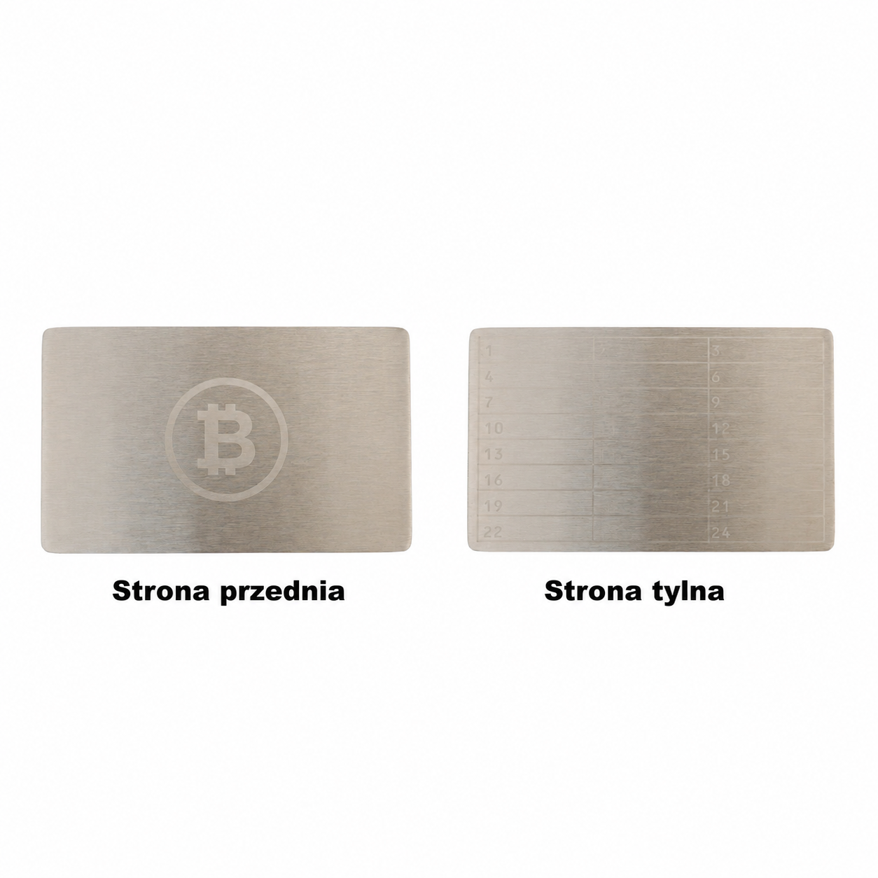 Metal do przechowywania seed phrase Bitcoin Mini Plate, płytka 1 szt. 55×90 mm + rączka do grawerowania 5 Metal do przechowywania seed phrase Bitcoin Mini Plate, płytka 1 szt. 55×90 mm + rączka do grawerowania 5