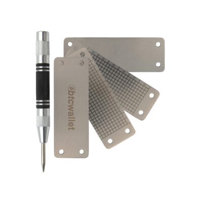 Tablet mnemoniczny Btcwallet SeedTag Solo 24 BIP39 do przechowywania seed phrase + śruby montażowe + punktak