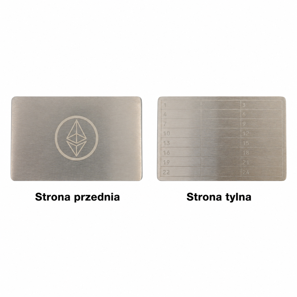 Metal do przechowywania seed phrase Ethereun Mini Plate, płytka 1 szt. 55×90 mm + rączka do grawerowania 5 Metal do przechowywania seed phrase Ethereun Mini Plate, płytka 1 szt. 55×90 mm + rączka do grawerowania 5