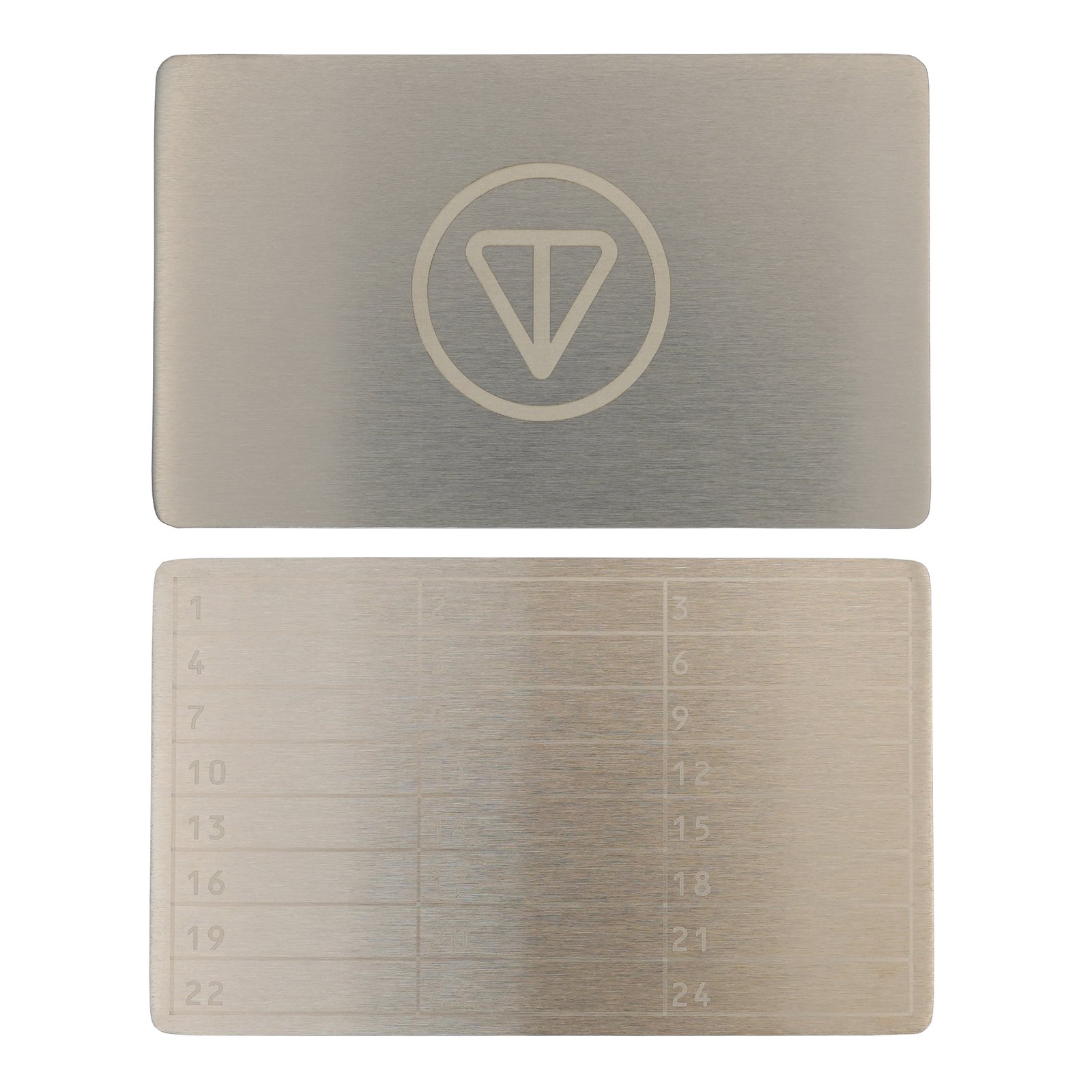 Metal do przechowywania seed phrase TON Mini Plate, płytka 1 szt. 55×90 mm 3 Metal do przechowywania seed phrase TON Mini Plate, płytka 1 szt. 55×90 mm 3
