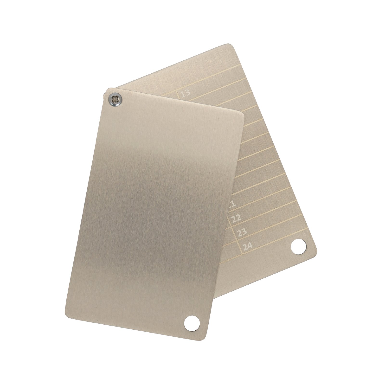 Metalowe płytki Btcwallet White Plate do przechowywania seed phrase 2 szt. + śruba montażowa 2 Metalowe płytki Btcwallet White Plate do przechowywania seed phrase 2 szt. + śruba montażowa 2