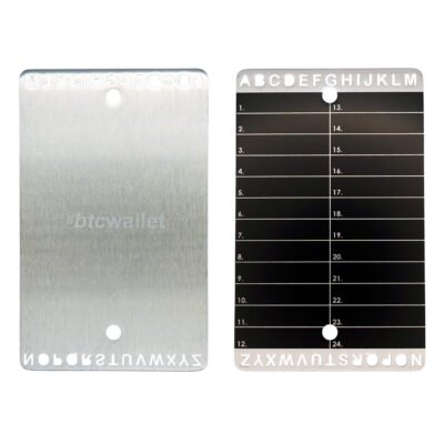 Metalowe płytki Btcwallet Plate do przechowywania seed phrase, 2 szt. + rączka do grawerowania 73×117 mm 2