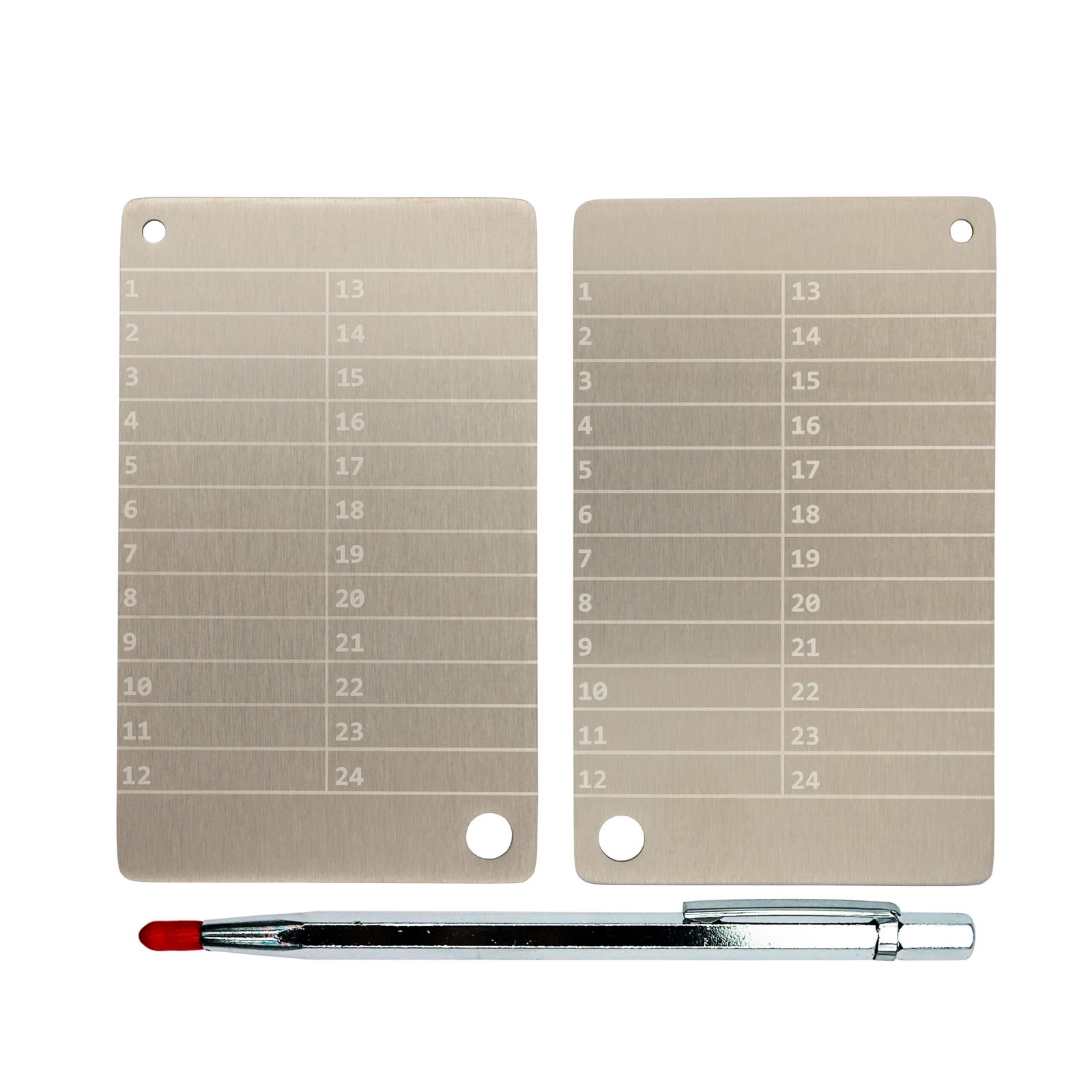 Metalowe płytki Btcwallet White Plate do przechowywania seed phrase 2 szt. + śruba montażowa + graw. ręczka 2 Metalowe płytki Btcwallet White Plate do przechowywania seed phrase 2 szt. + śruba montażowa + graw. ręczka 2